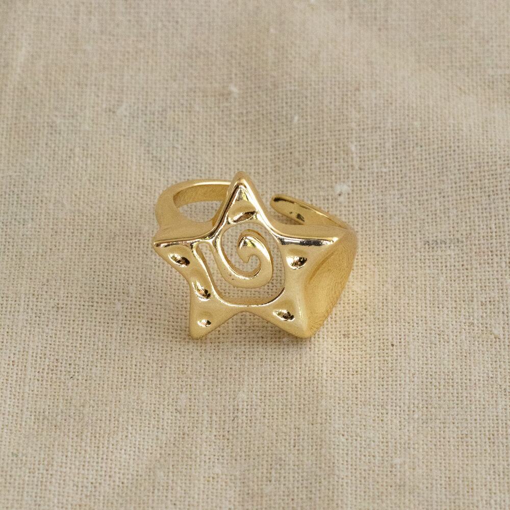 Y2K Vintage Adjustable Gold Star Ring – Unisex, Brand New